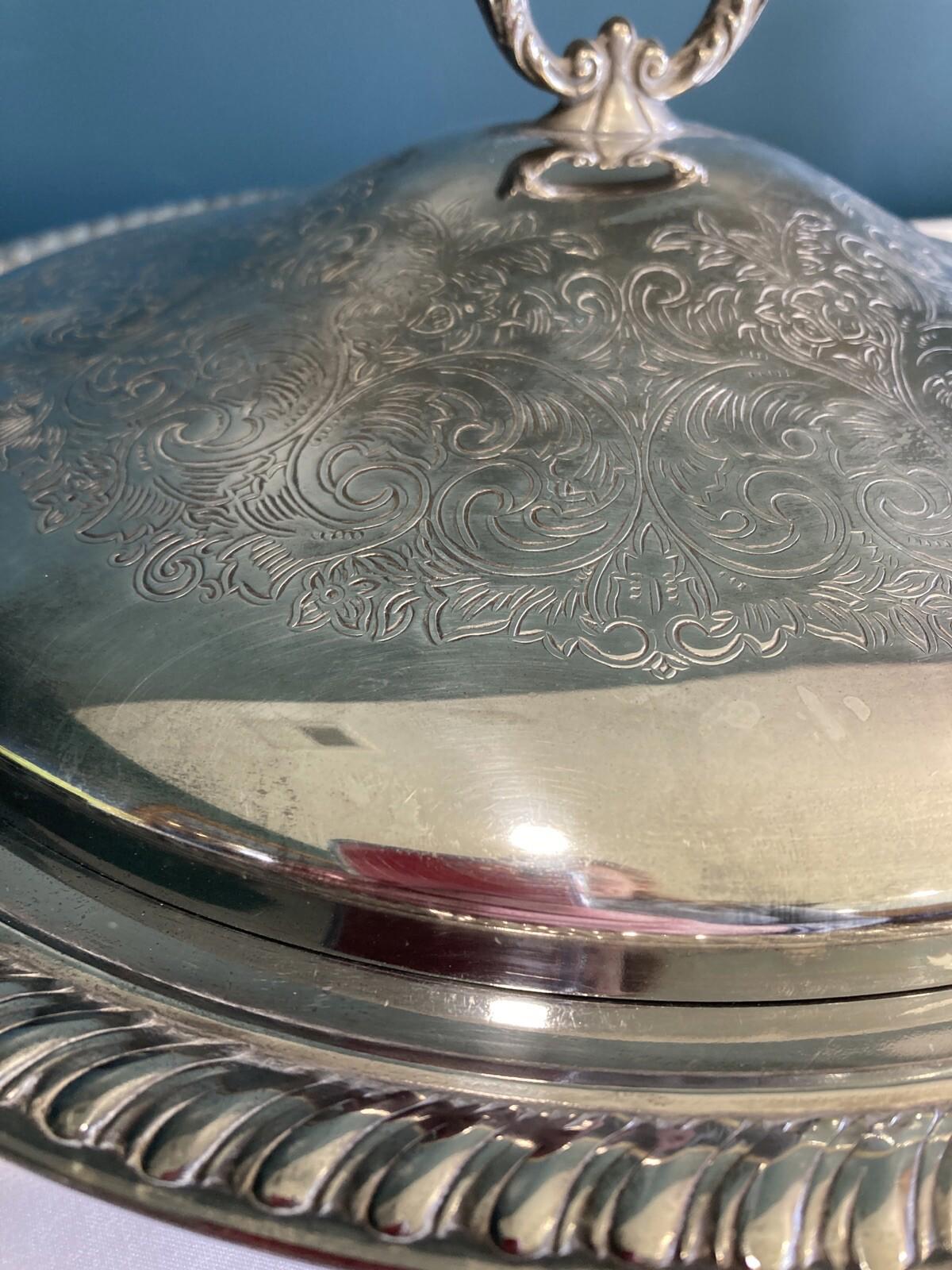 Vintage Eton Silver Plated Round Serving Dish with Lid