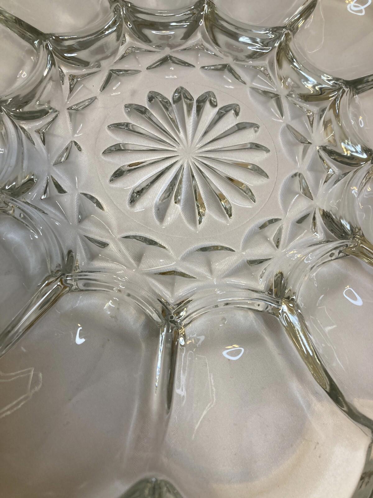 Vintage Anchor Hocking Fairfield Deviled Egg Plate, Clear Glass Egg Platter