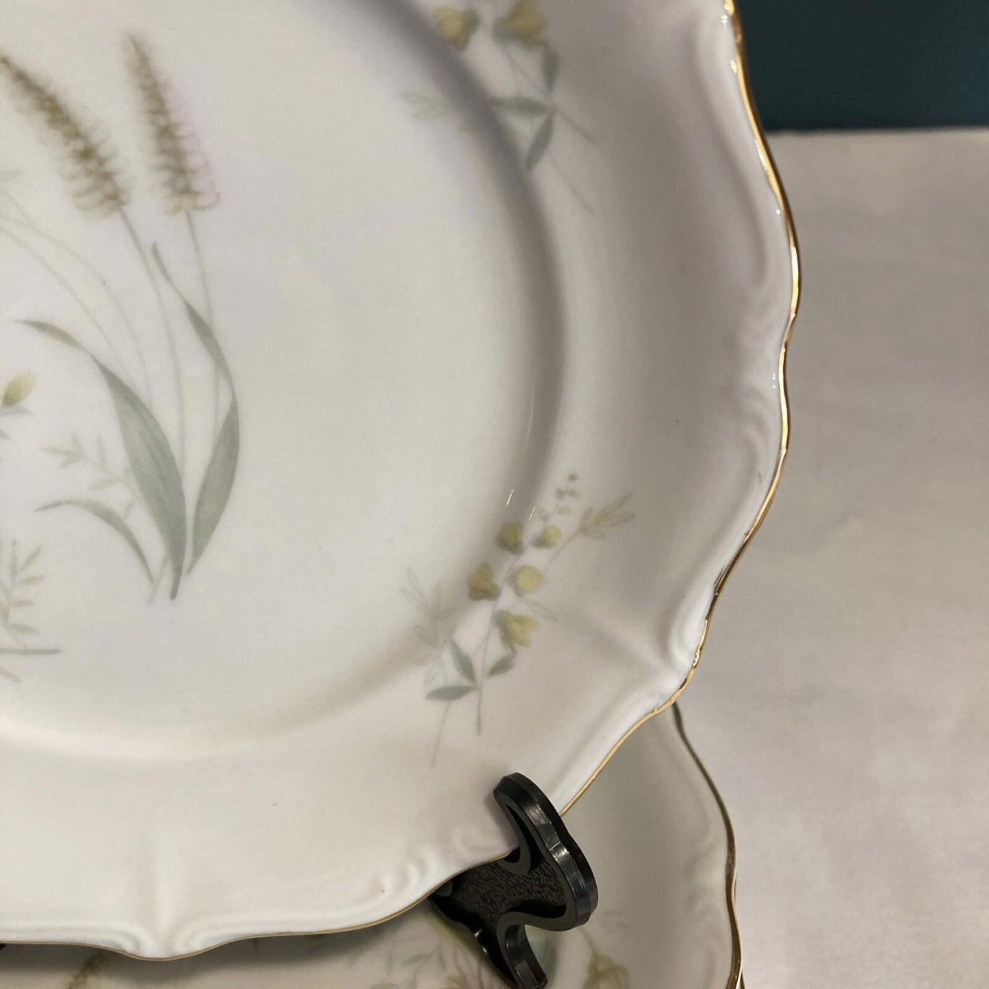 Set of 8 Forest Harvest Thistle Bread Plates with Gold Rims- Bavaria Germany