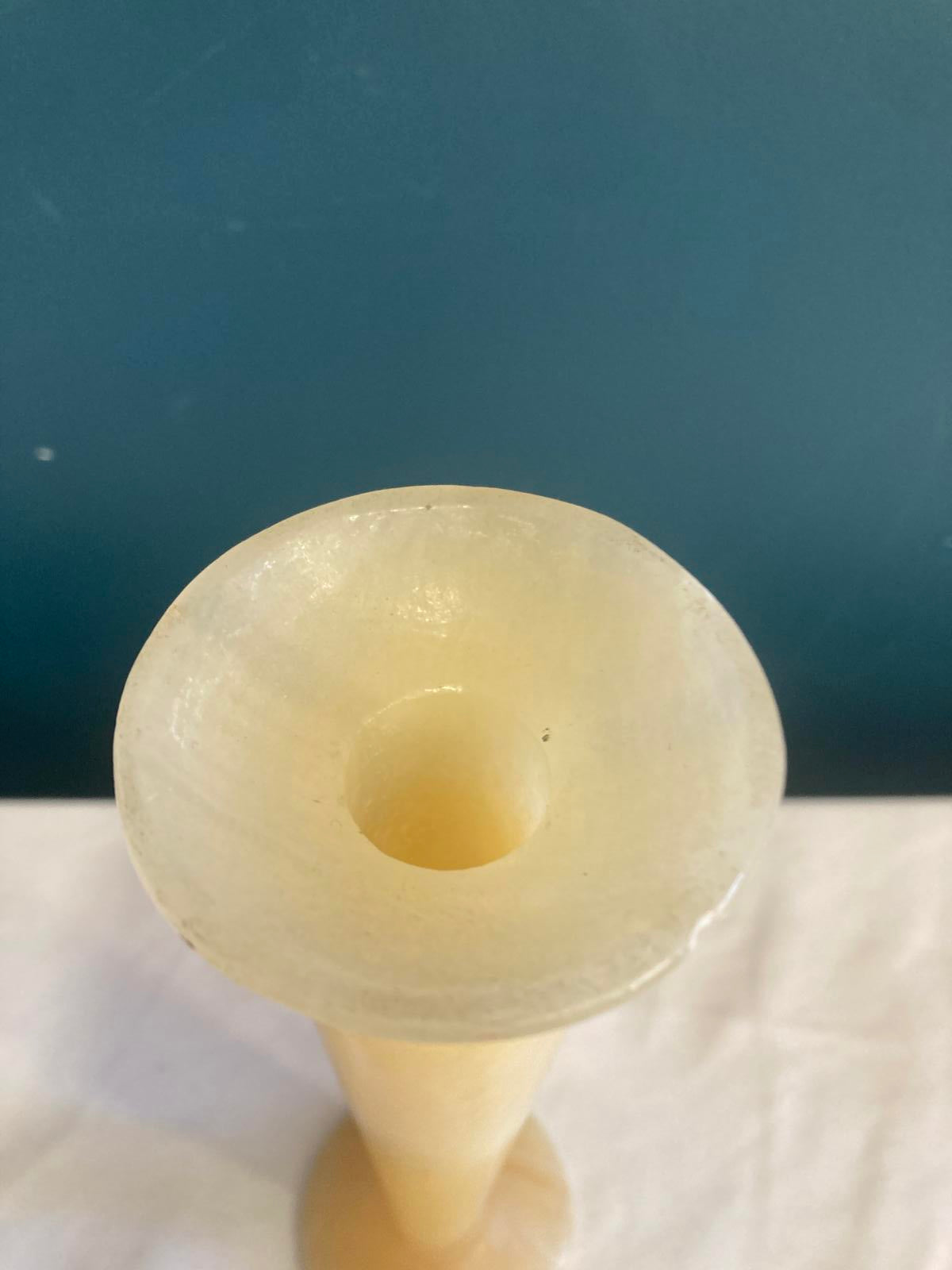 Vintage Solid Alabaster Candle Holder