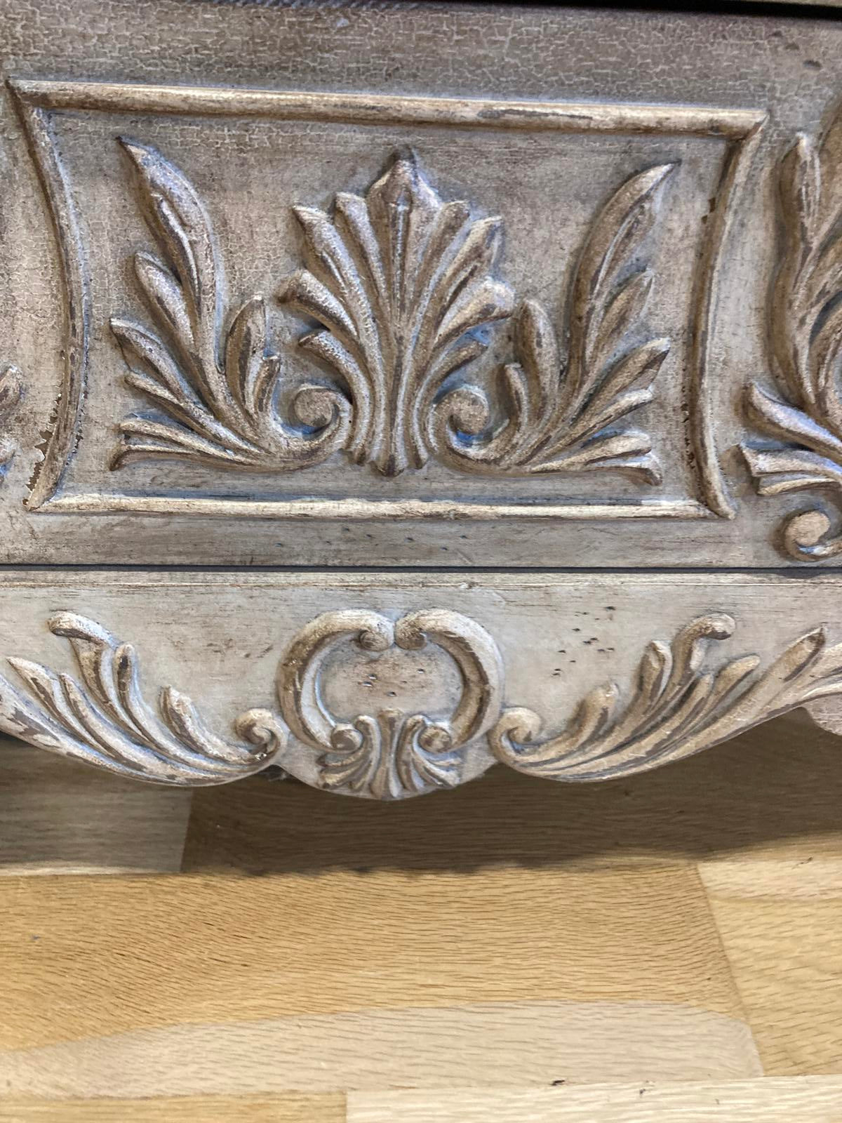 Midcentury Gustavian Style Vintage Carved Chest of Drawers – Ornate Wood Dresser