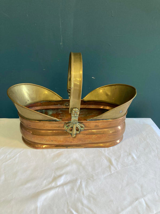 Vintage Brass & Copper Basket with Handle – Rustic Vintage Finds