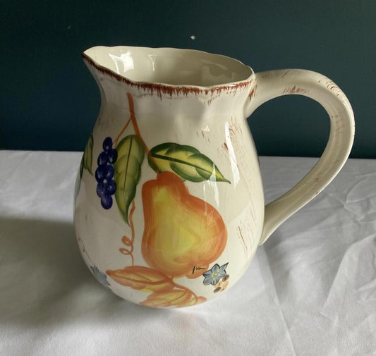 Vintage WCL French Country Pear & Grape Ceramic Pitcher