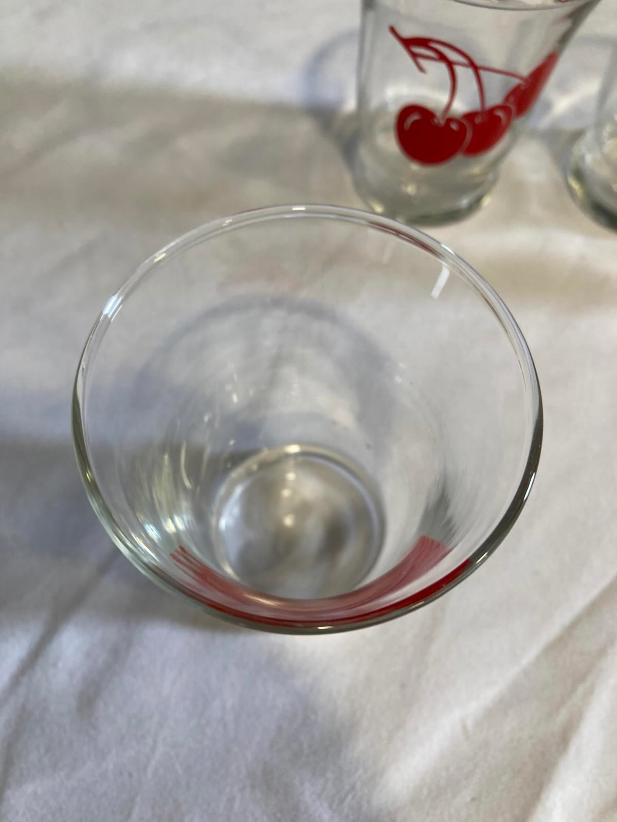 Vintage Libbey Cherry Juice Glasses Set of 4, 1960s Retro Barware