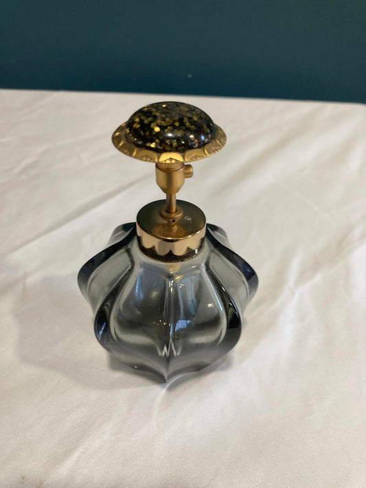 Vintage German Perfume Atomizer –Smoky Glass Vanity Bottle, Mid Century Vanity Decor, Vintage Finds