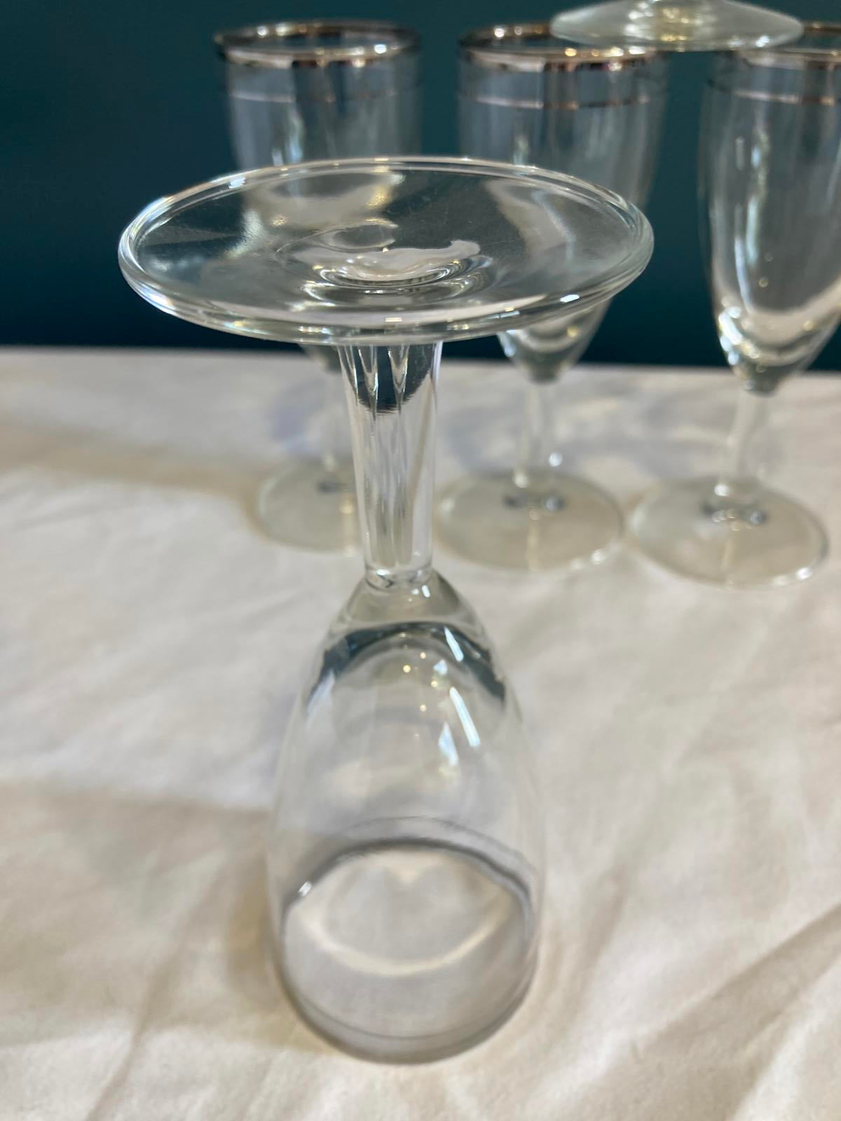 Vintage Javit Platinum Rimmed Glasses, set of 5