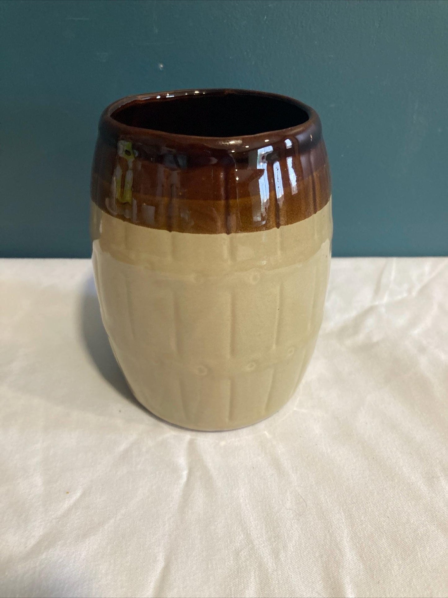 Vintage Ceramic Ombré Brown Vase or Utensil Holder