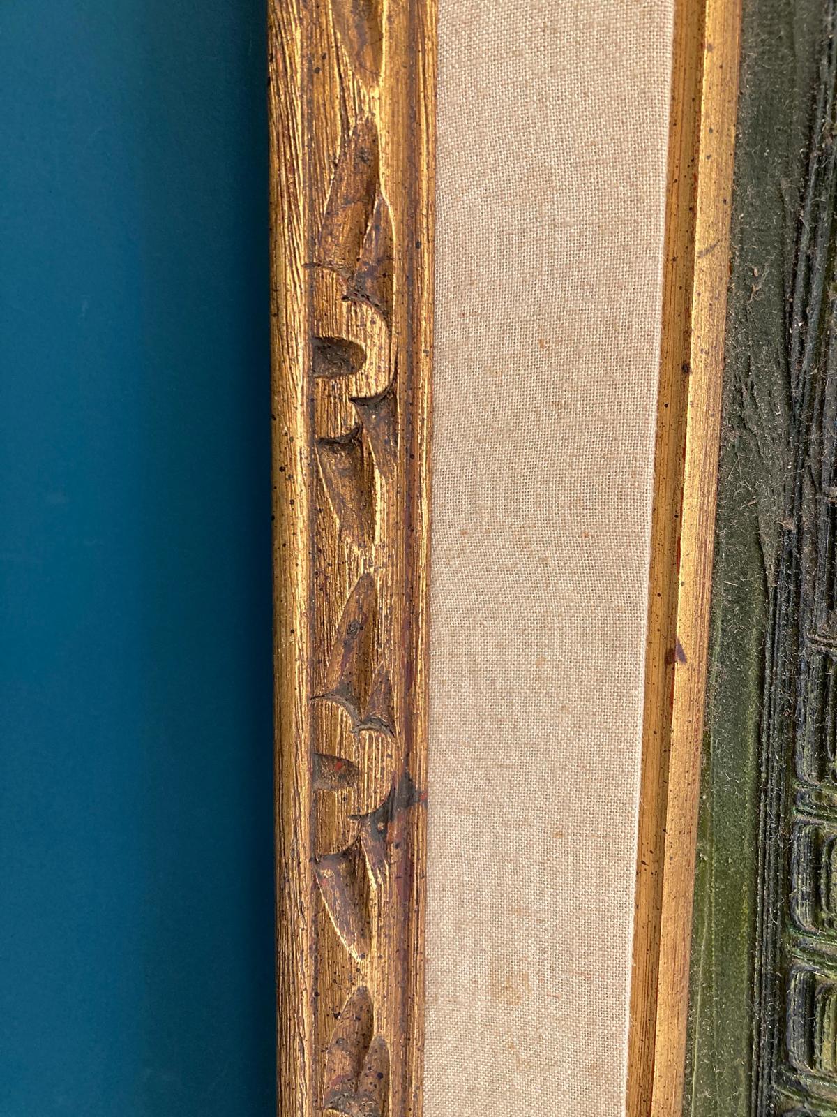 Large Mid-Century Framed Original Gothic Oil Painting by Etta Benjamin Cien