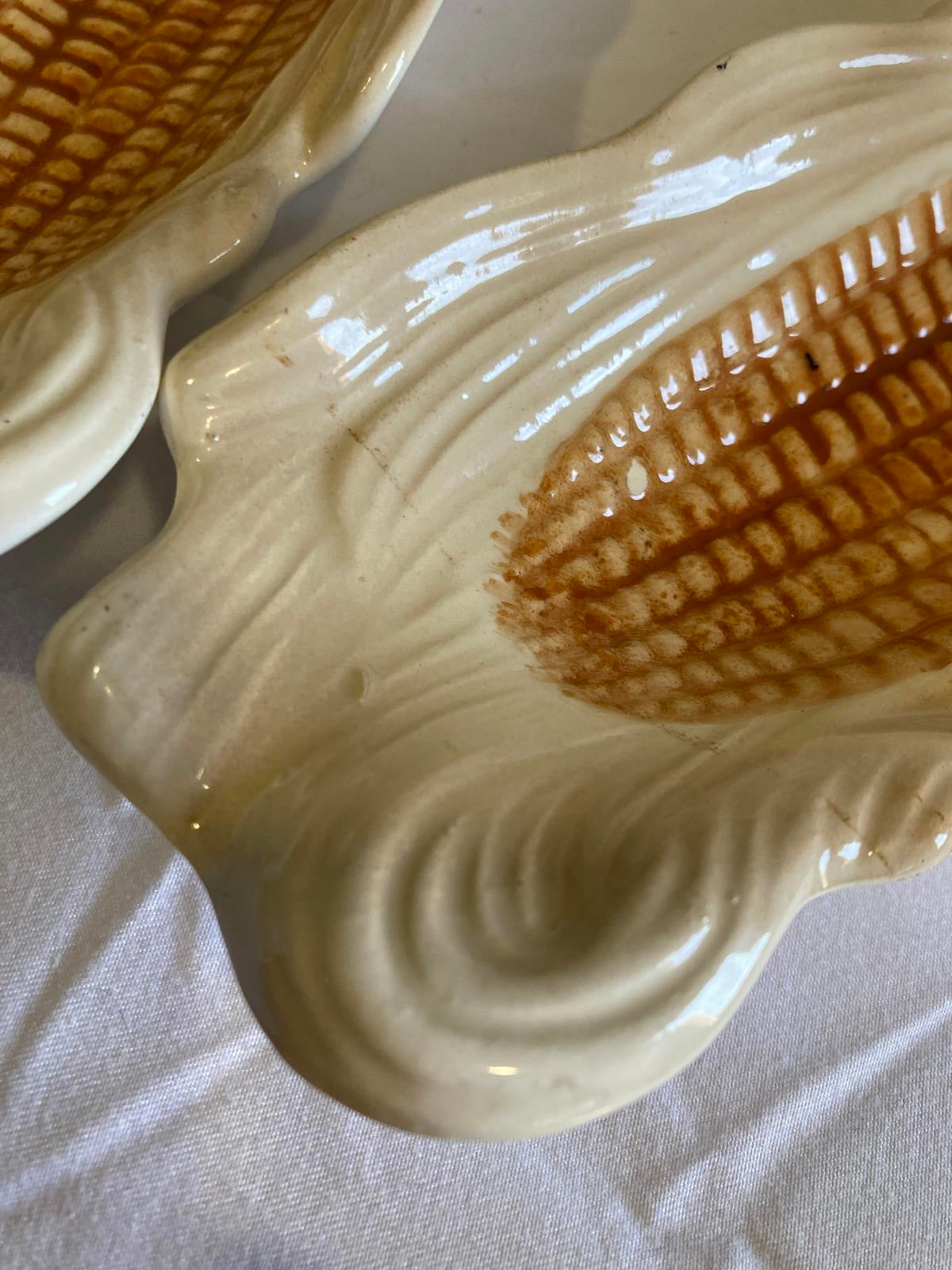 Ceramic Corn on the Cob Dishes, Set of 4 Corn Shaped Plates