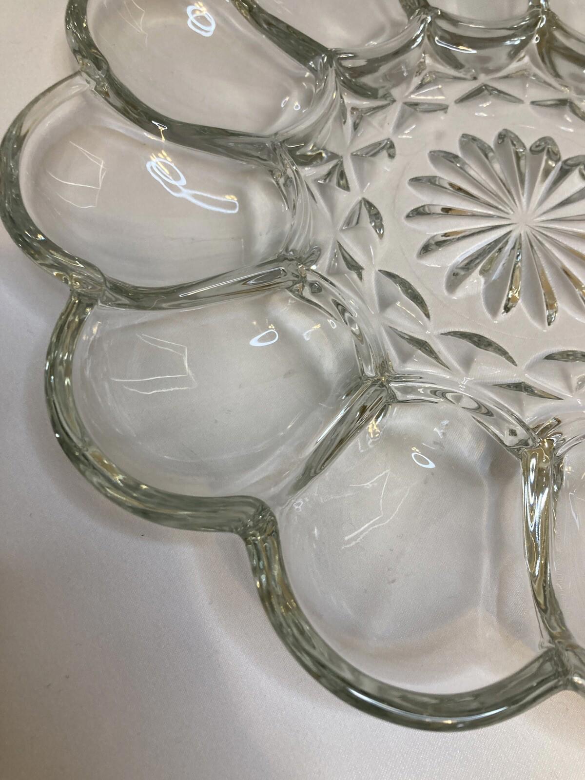 Vintage Anchor Hocking Fairfield Deviled Egg Plate, Clear Glass Egg Platter