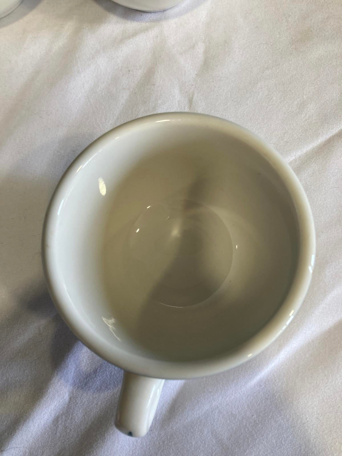Vintage Syracuse China Restaurant Mugs with Double Green Band, Set of 4