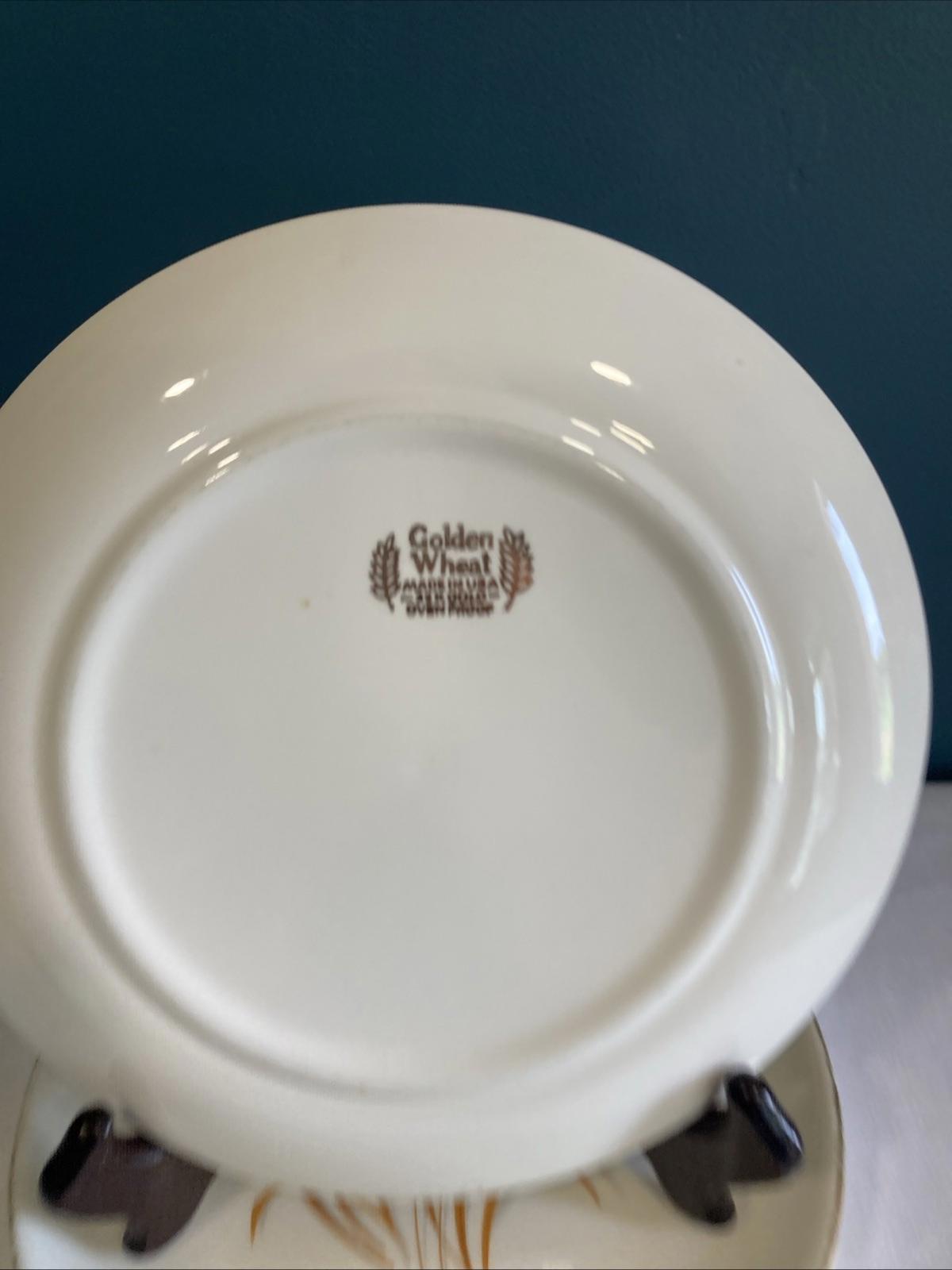 Homer Laughlin Golden Wheat Salad Plates Set of 4, 7.25” 22K Gold Trim Made in USA
