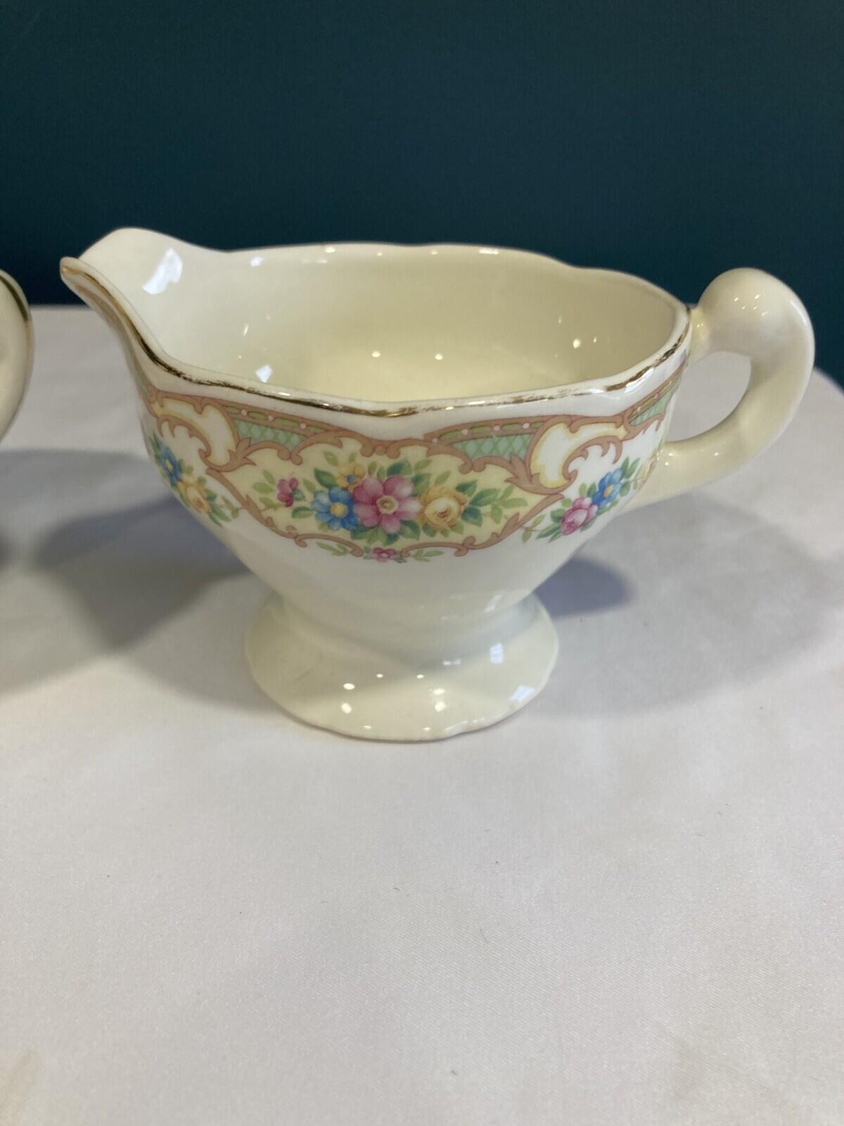 Vintage Clemons Pottery Mildred Covered Sugar Bowl and Creamer Set, Spring Pastel Pottery, Handcrafted Ceramic Serveware, Vintage Finds