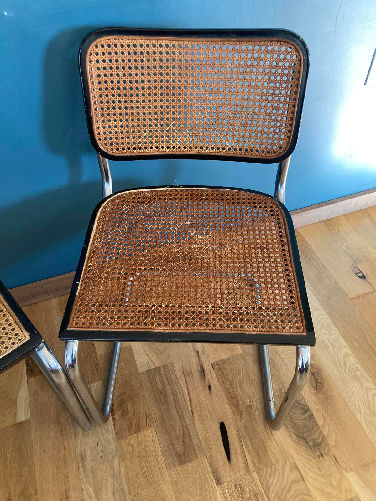 Pair of Mid-Century Modern Chrome & Cane Cantilever Dining Chairs –Vintage Finds