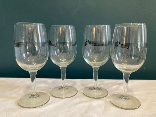 Vintage Musical Note Wine Glasses