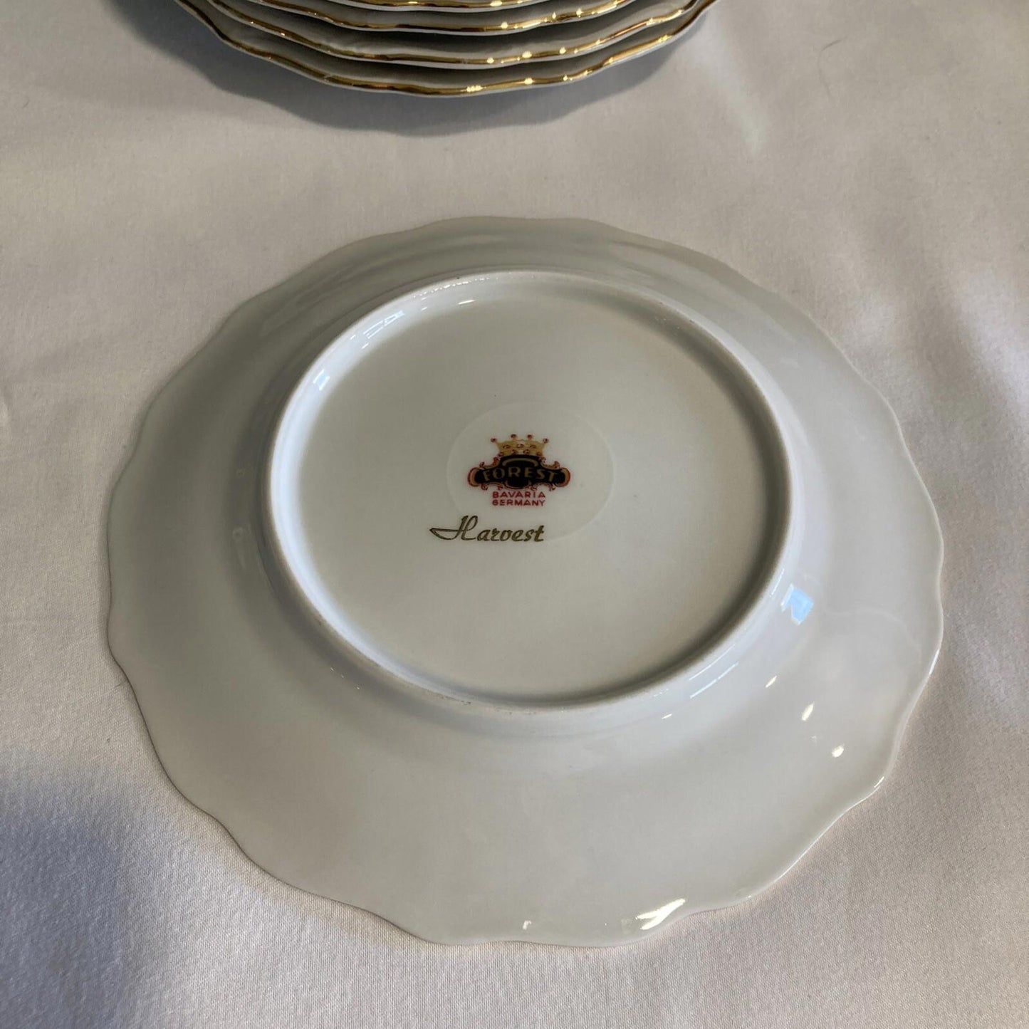 Set of 8 Forest Harvest Thistle Bread Plates with Gold Rims- Bavaria Germany