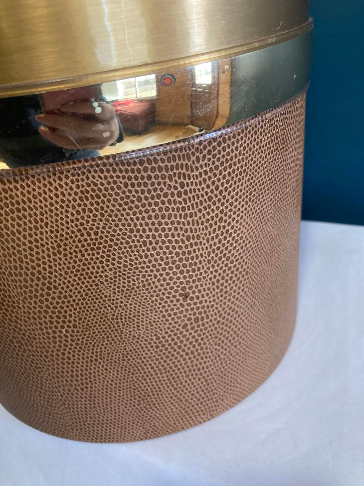 Georges Briard Faux Leather Ice Bucket Mid Century Barware