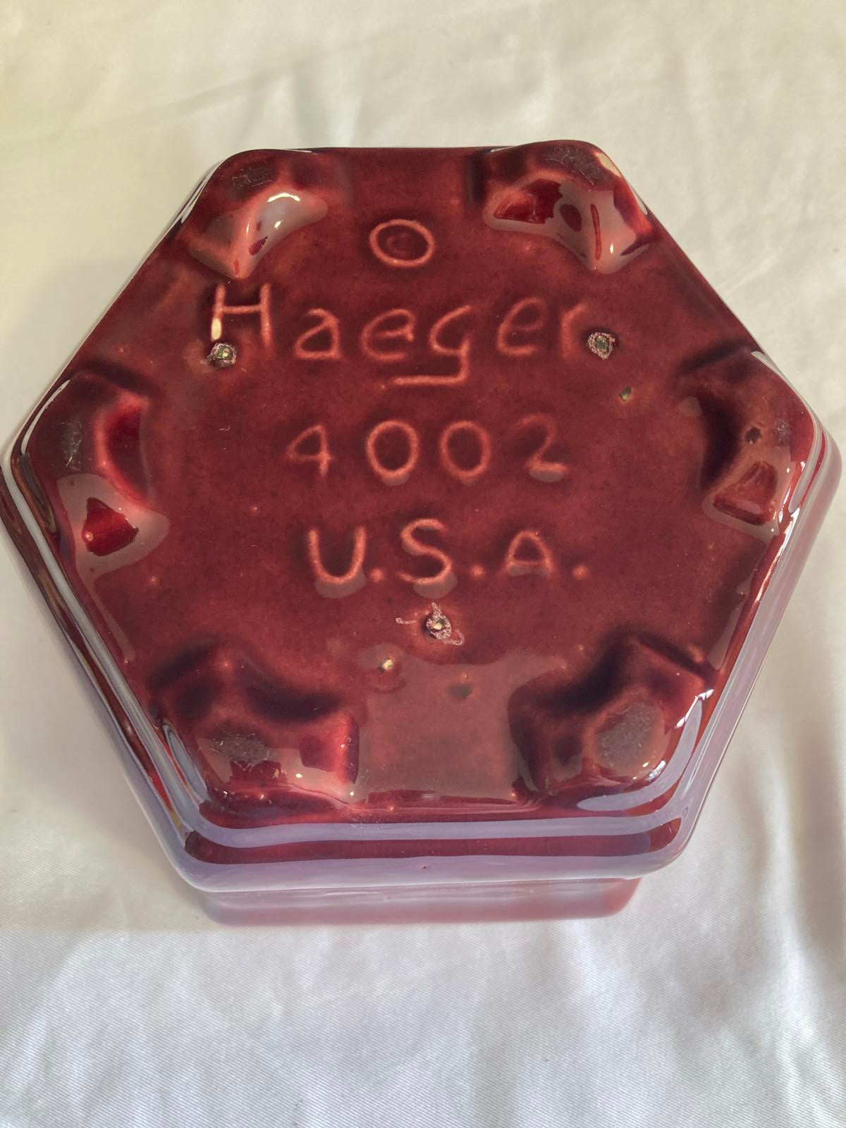 Vintage Haeger USA Pottery Pentagon Bowl Deep Red | MCM Ceramic Planter