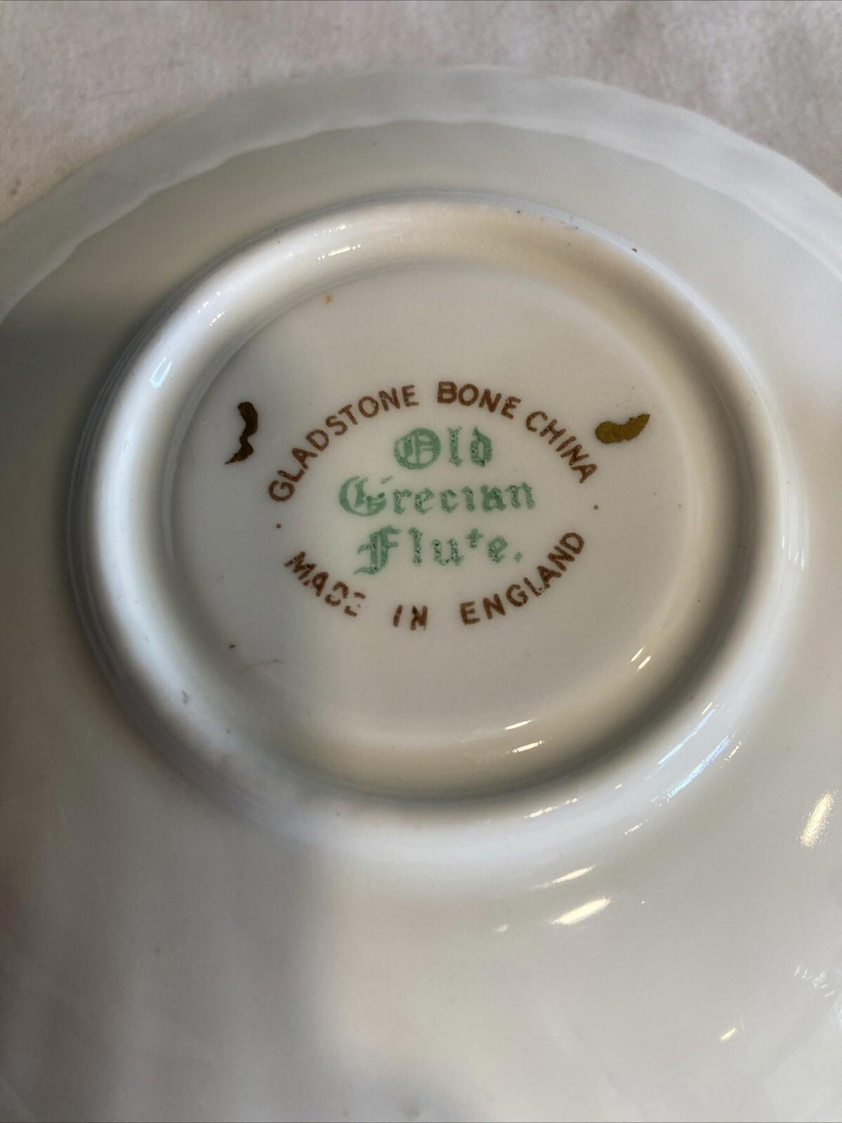 Classic Old Grecian Flute Tea Cup and Saucer, Gladstone England