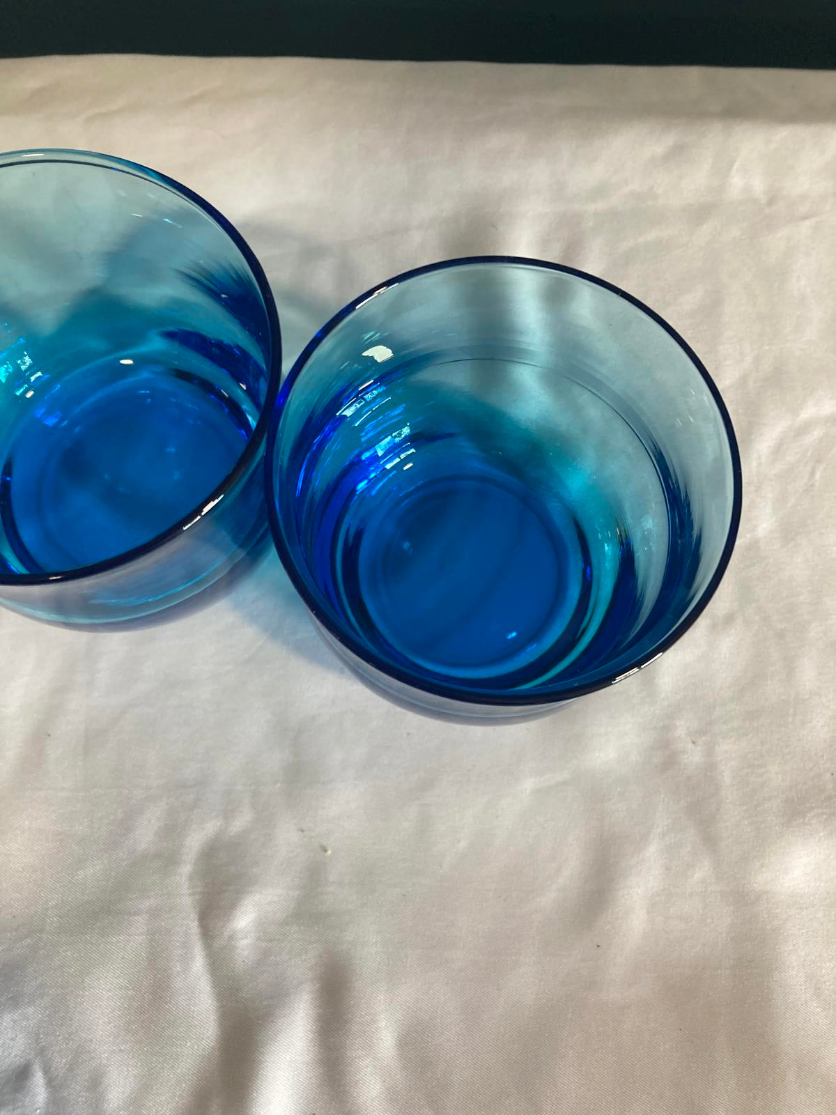 Midcentury Turquoise Blue Juice Glasses, Set of 3