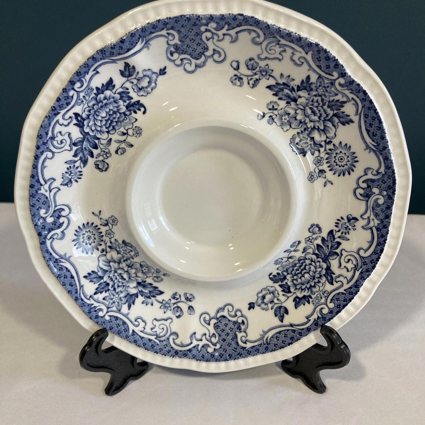 Kensington Staffordshire Ironstone Balmoral Tea Cup Saucer England Blue Flowers