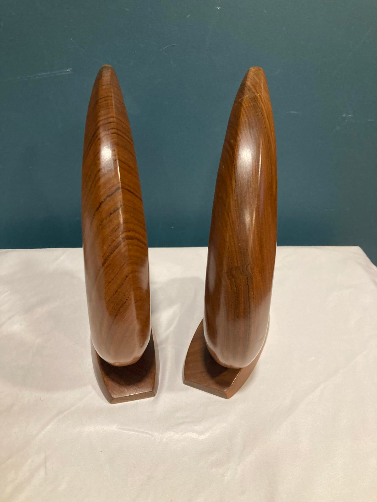 Vintage Wooden Harp & Guitar Bookends or Sculptures