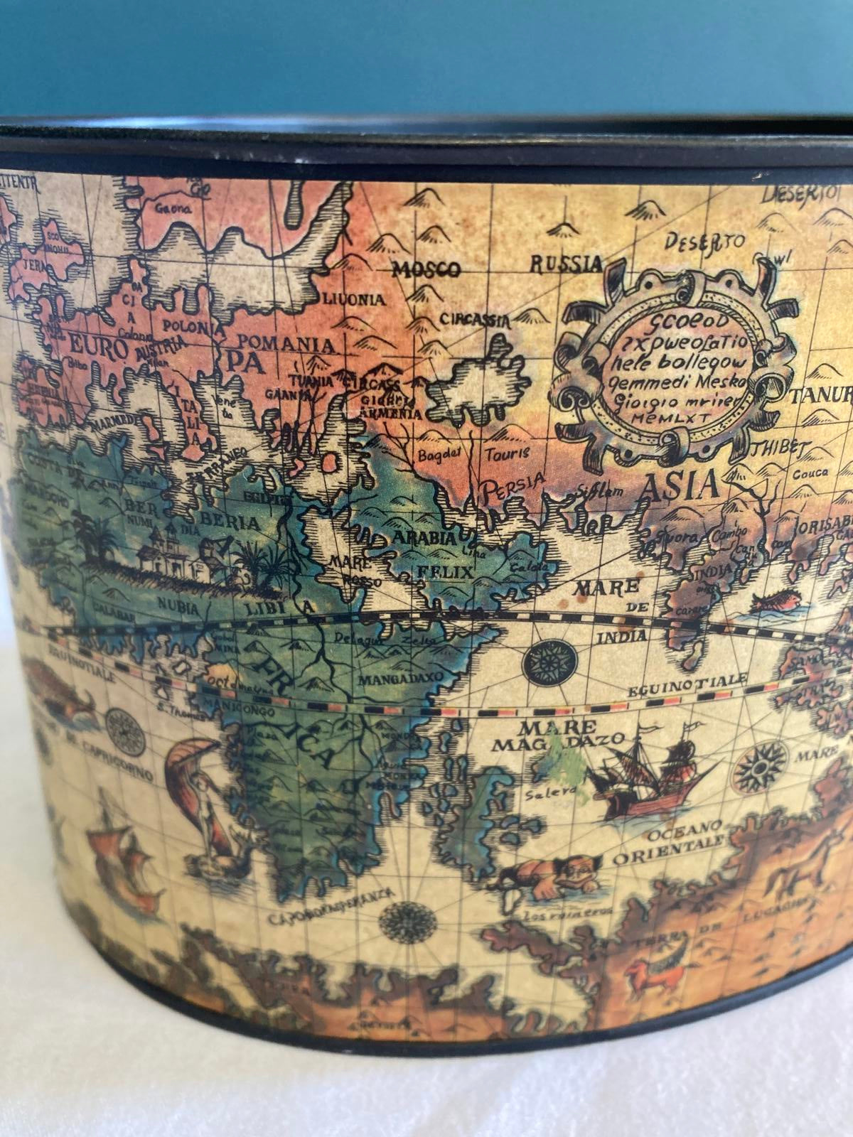 Vintage Toleware Small Oval Map Cachepot