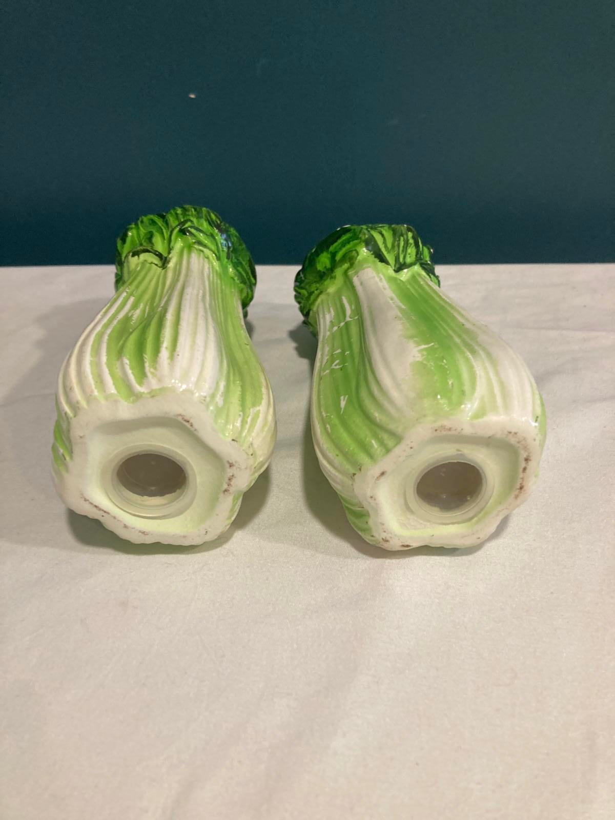 Vintage Ceramic Lettuce Salt and Pepper Shakers