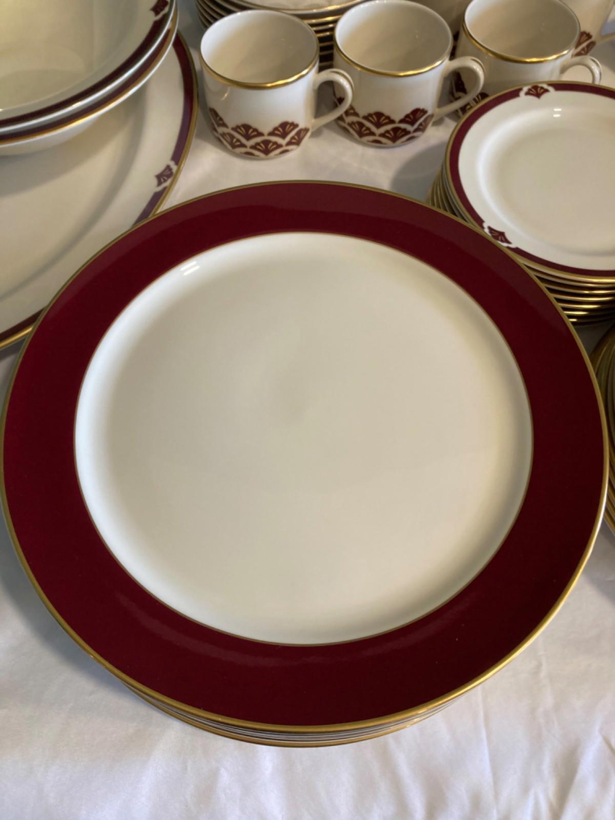 Vintage Pickard China Burgundy Ensemble 51 Pieces Made in USA