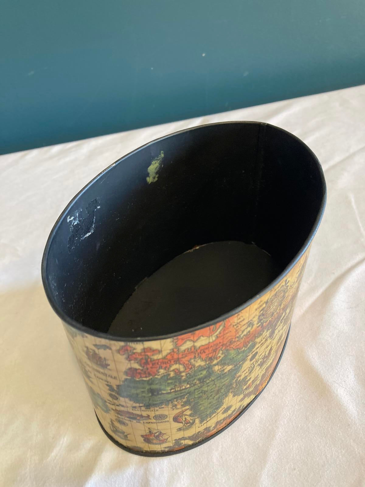 Vintage Toleware Small Oval Map Cachepot