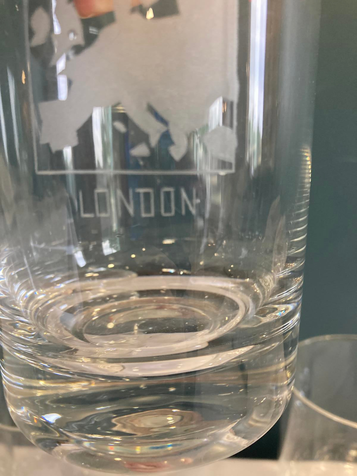 Vintage Etched Glass European City Tumbler Set of 7