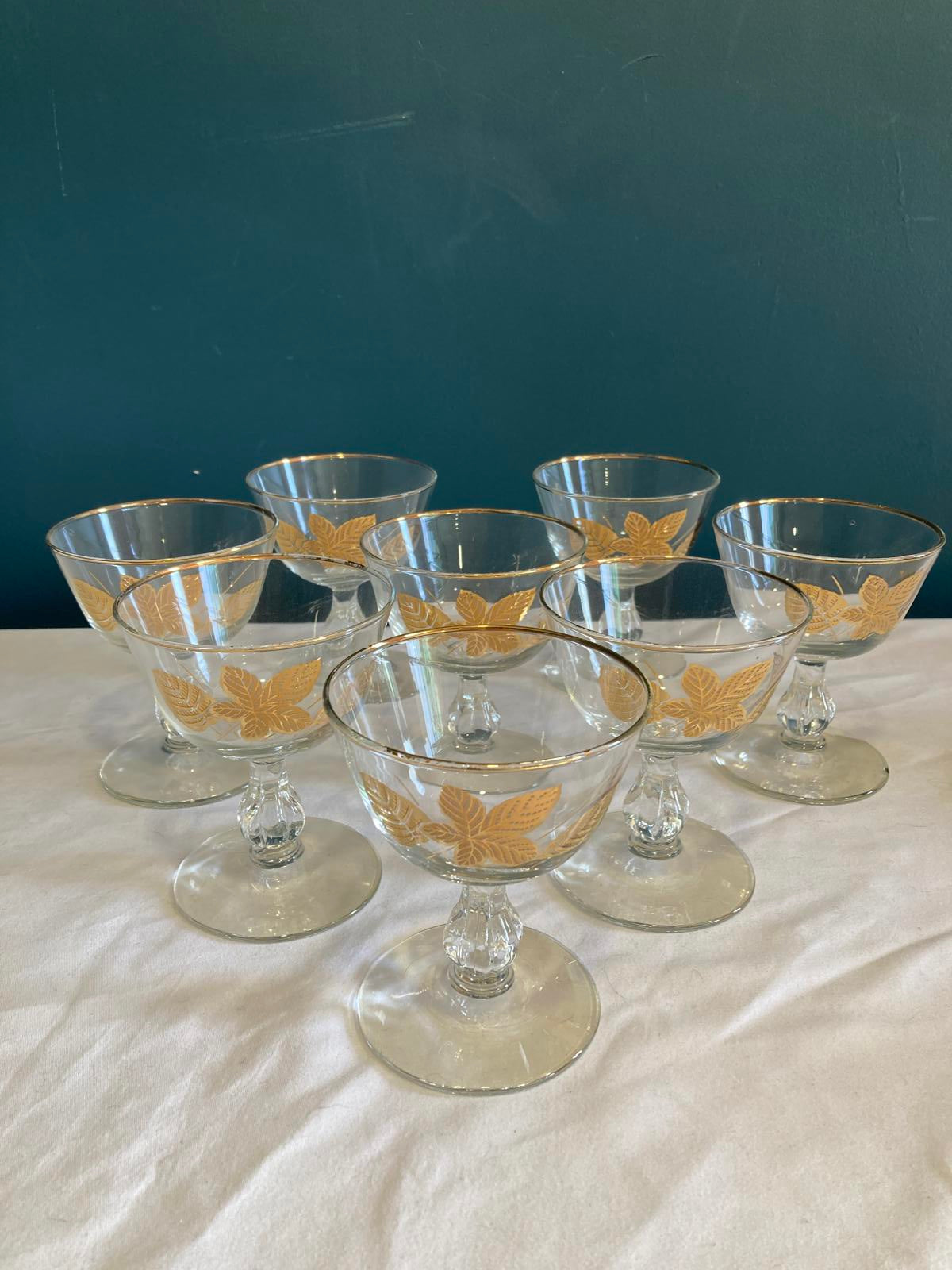 Vintage Libbey Golden Foliage Glasses, Set of 8