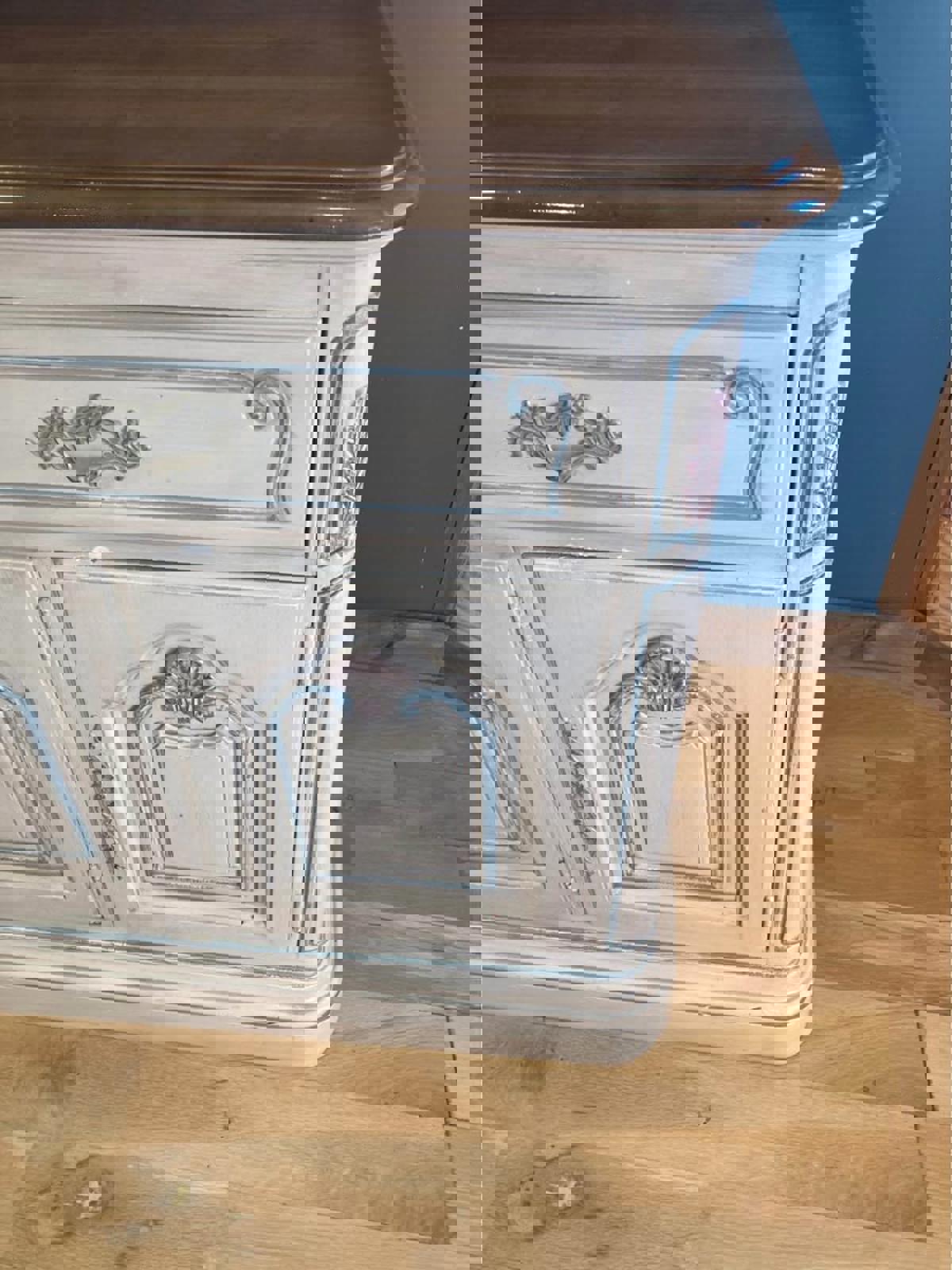 Vintage French Provencal Painted Server Buffet with Slide Out Top