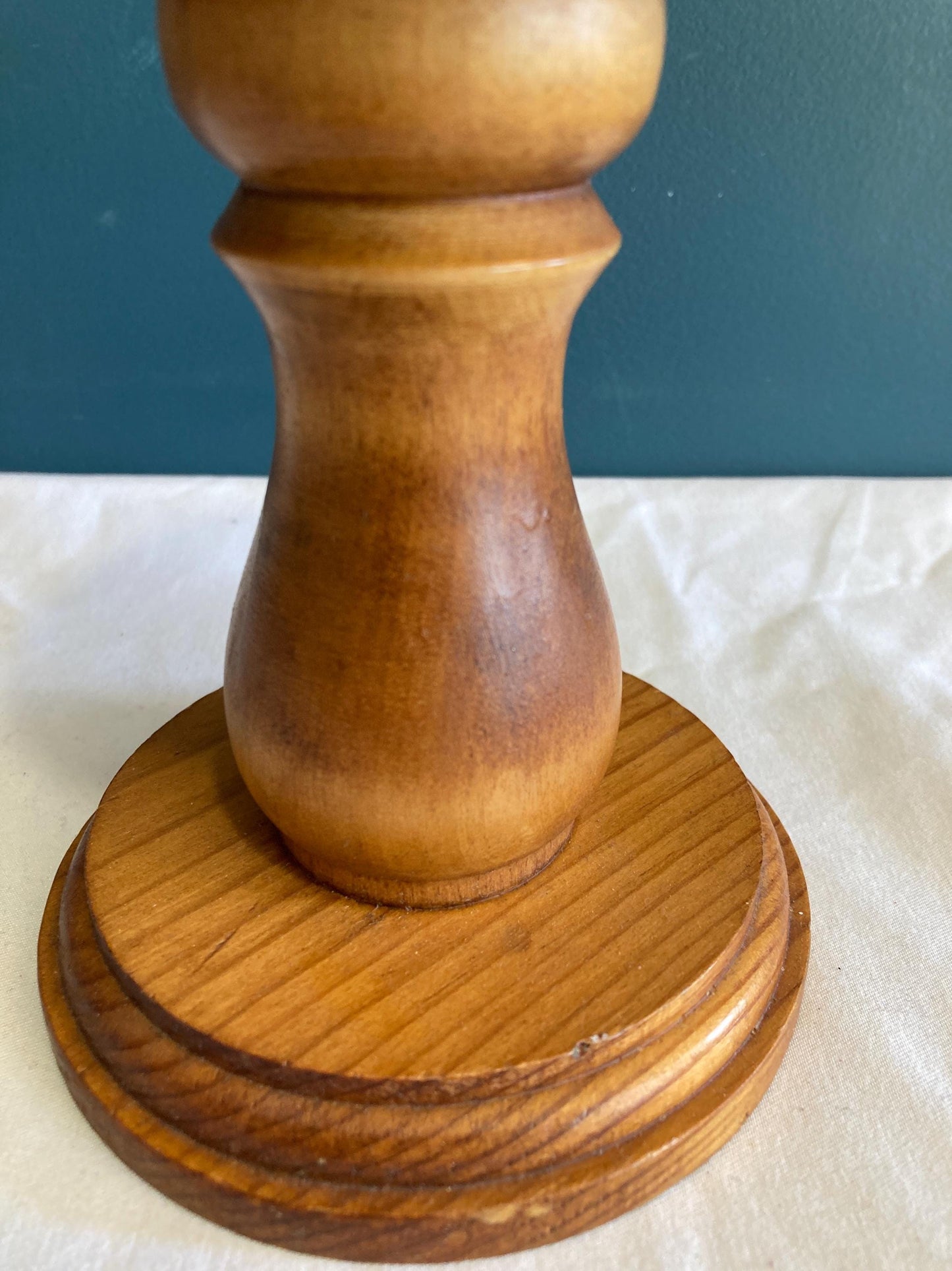 Vintage Solid Wood Pedestal Candle Holder Stand
