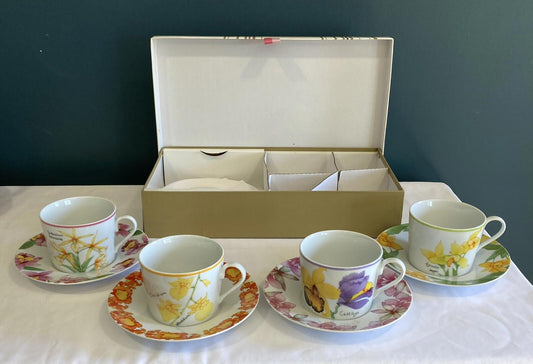 Trazos Criollos Orquídeas Botanical Plates & Cups Set – Santo Domingo –