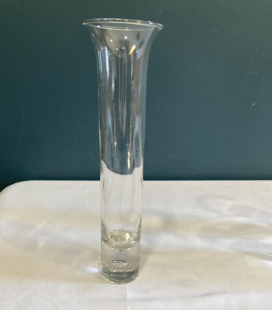 Vintage Controlled Bubble Art Glass Vase, Flared Glass Vase, Mid Century Glass Decor, Clear Bubble Glass, 10 Inch Vase, Vintage Finds