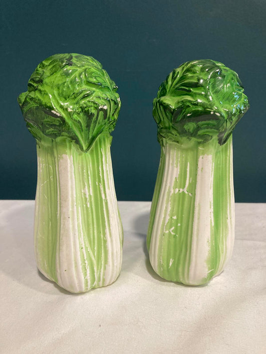 Vintage Ceramic Lettuce Salt and Pepper Shakers