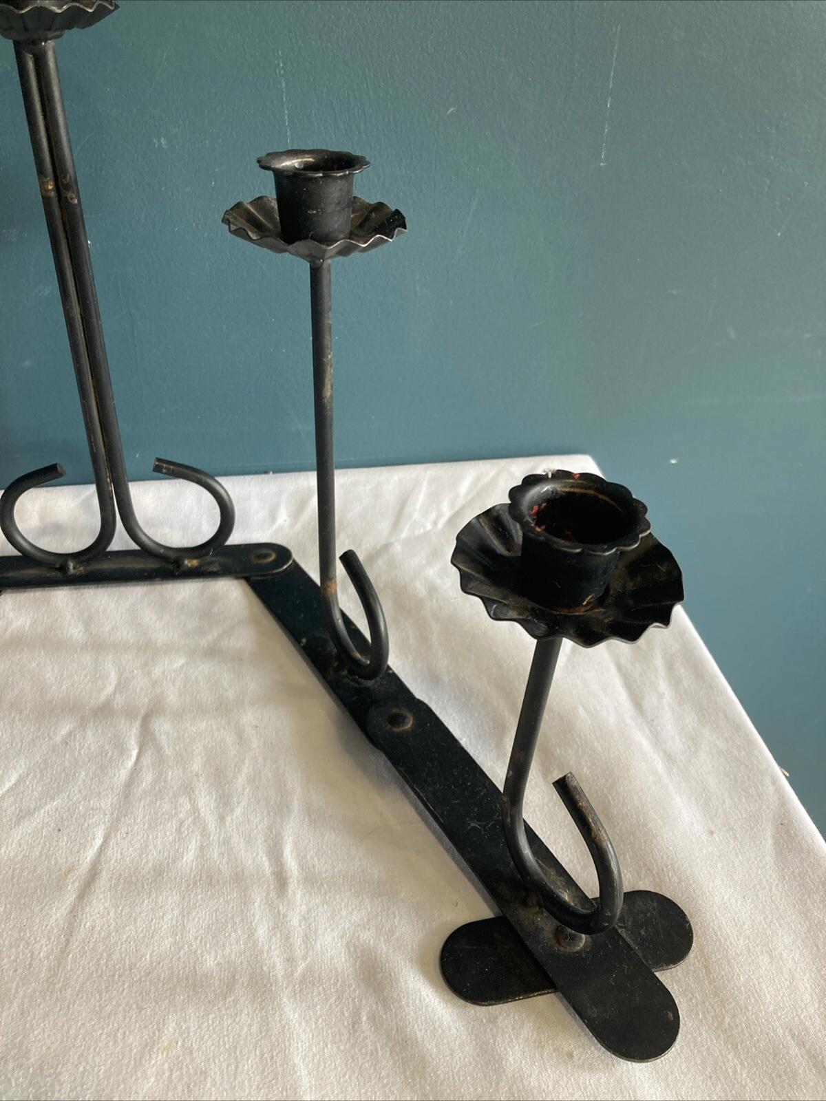 Vintage 1970s MCM Articulated Black Metal Candle Candelabra