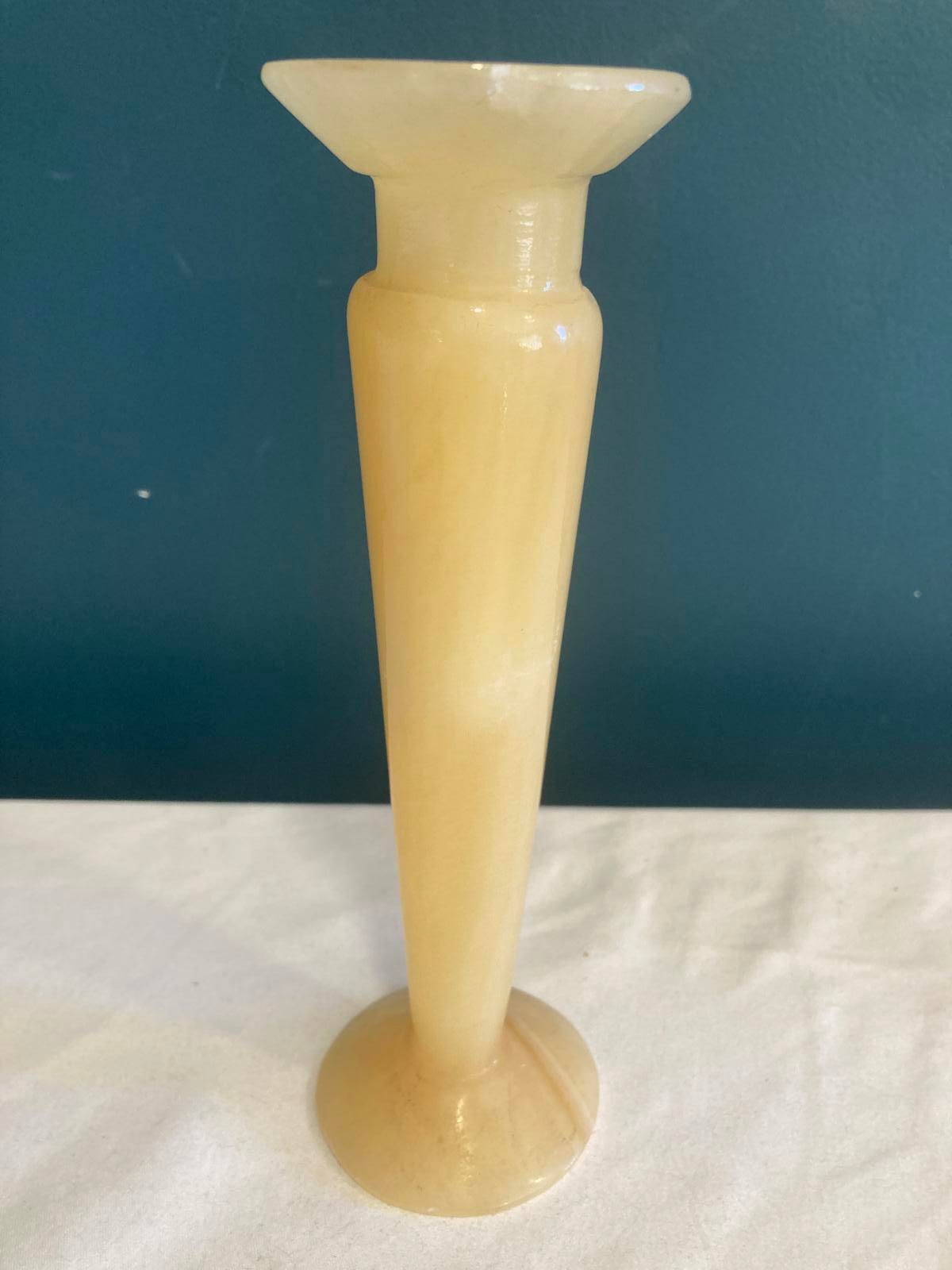 Vintage Solid Alabaster Candle Holder