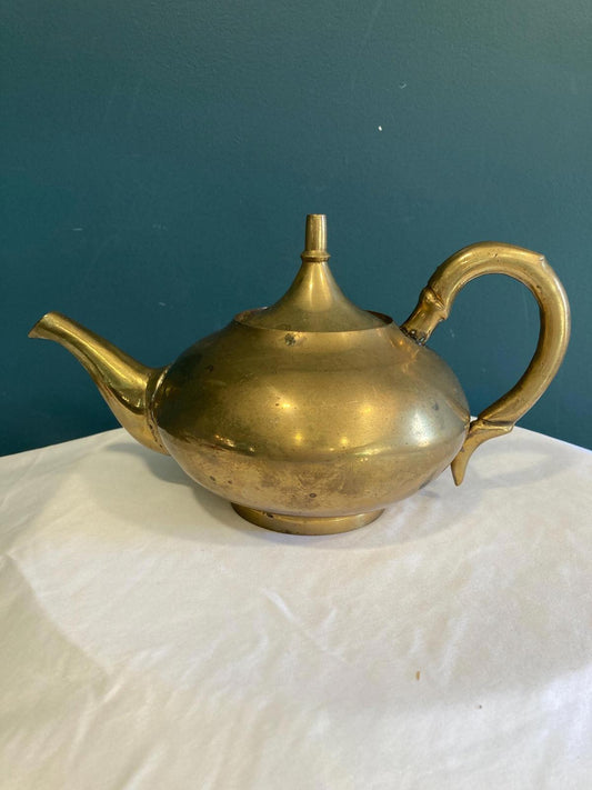 Mid-Century Brass Teapot with Lid