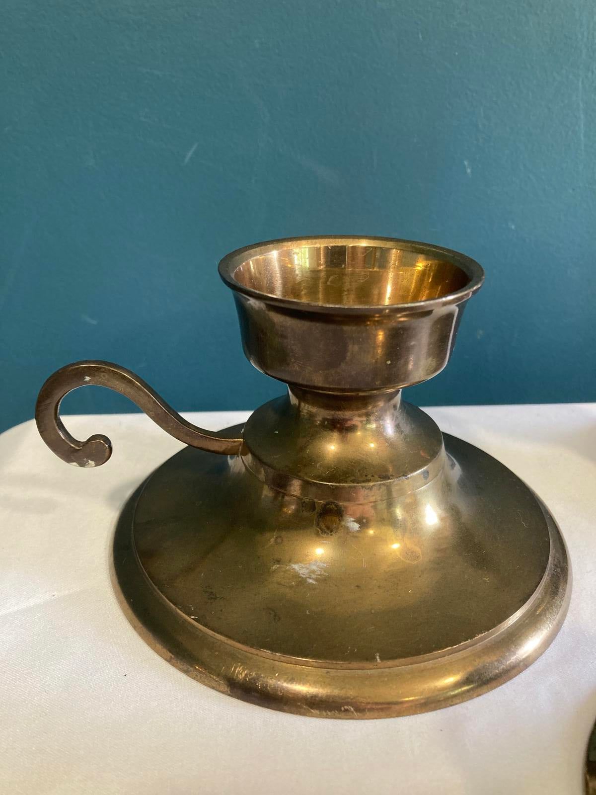 MIdcentury Brass Candlestick Holders – Mismatched Set of 5