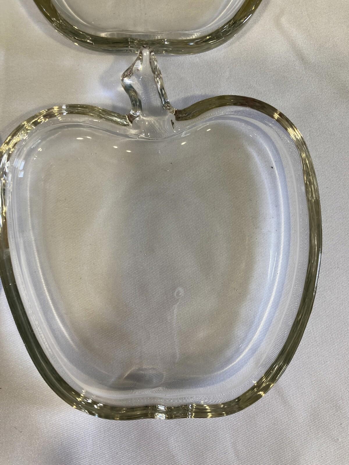 Vintage Mid-Century Clear Glass Apple Coaster or Ashtray Set of 7