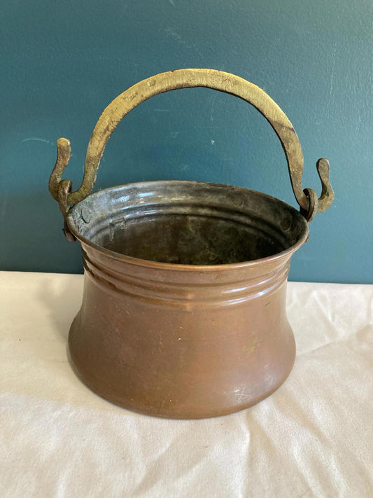Antique Copper Pot with Brass Handle