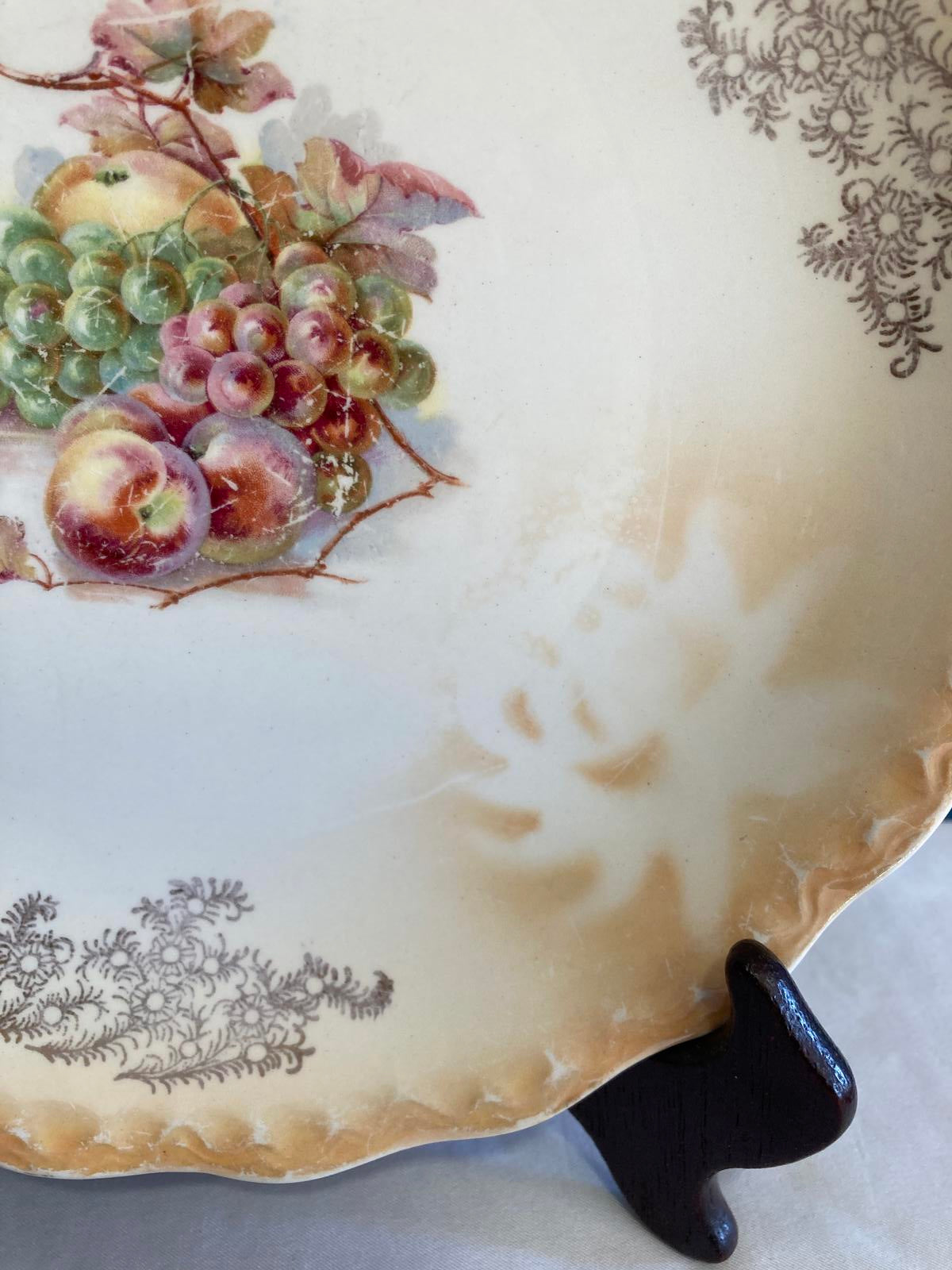Antique D.E. McNicol Fruit Luster Plate with Gold Trim