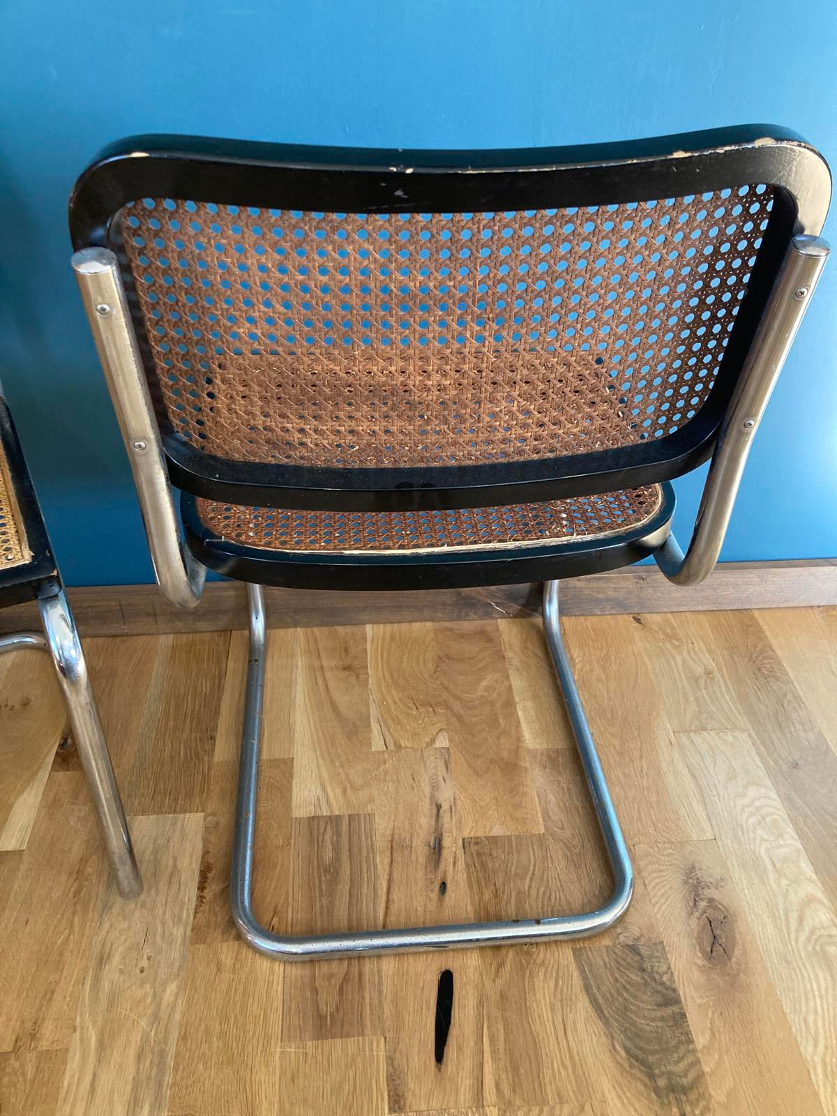 Pair of Mid-Century Modern Chrome & Cane Cantilever Dining Chairs –Vintage Finds