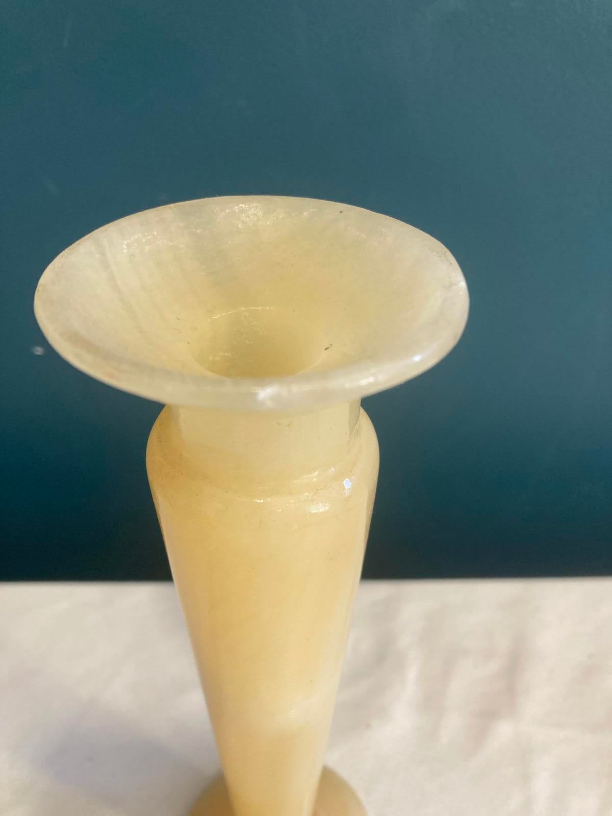 Vintage Solid Alabaster Candle Holder