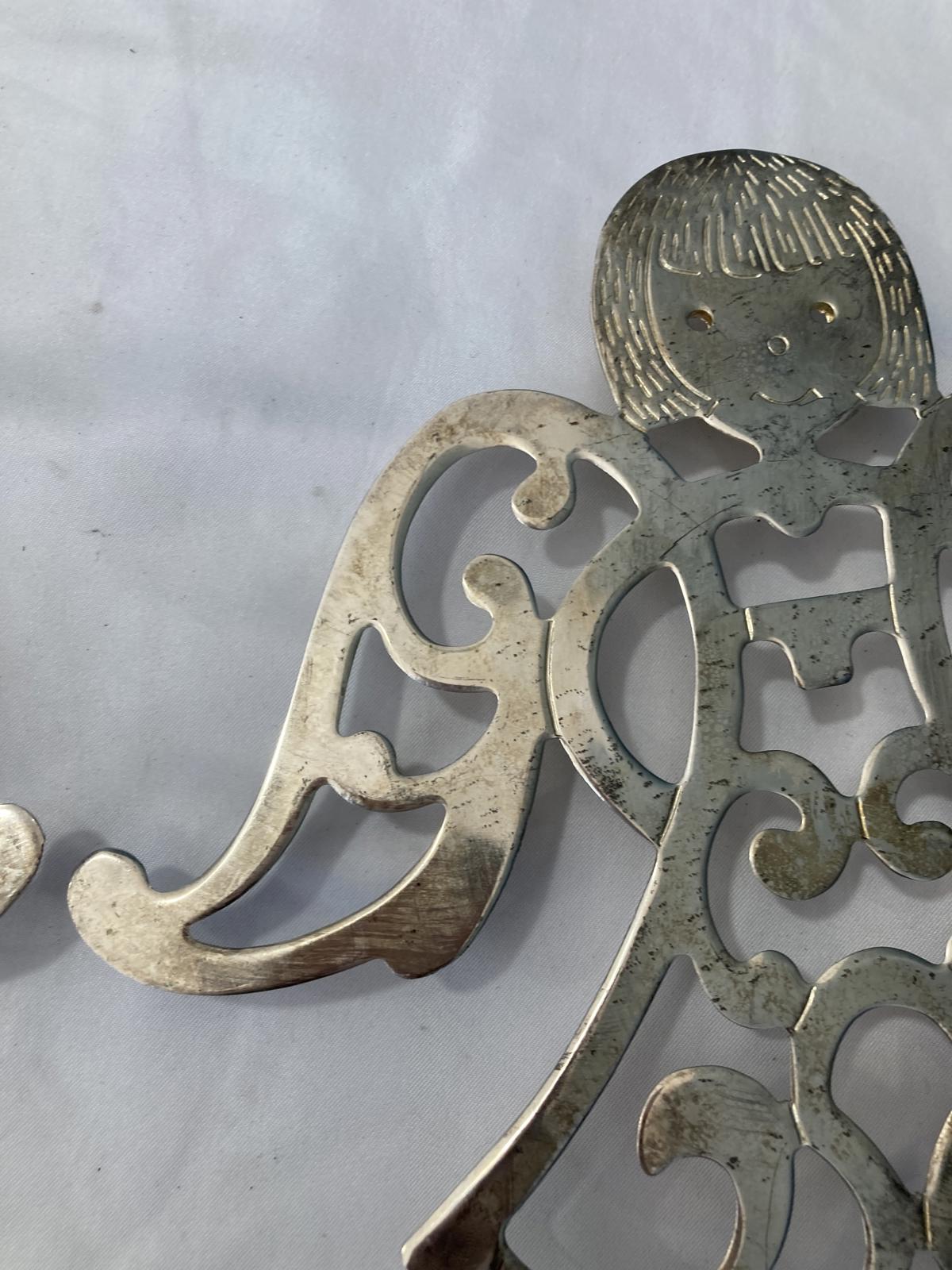Vintage Silverplate Angel Wall Trivets Pair Mid Century Style