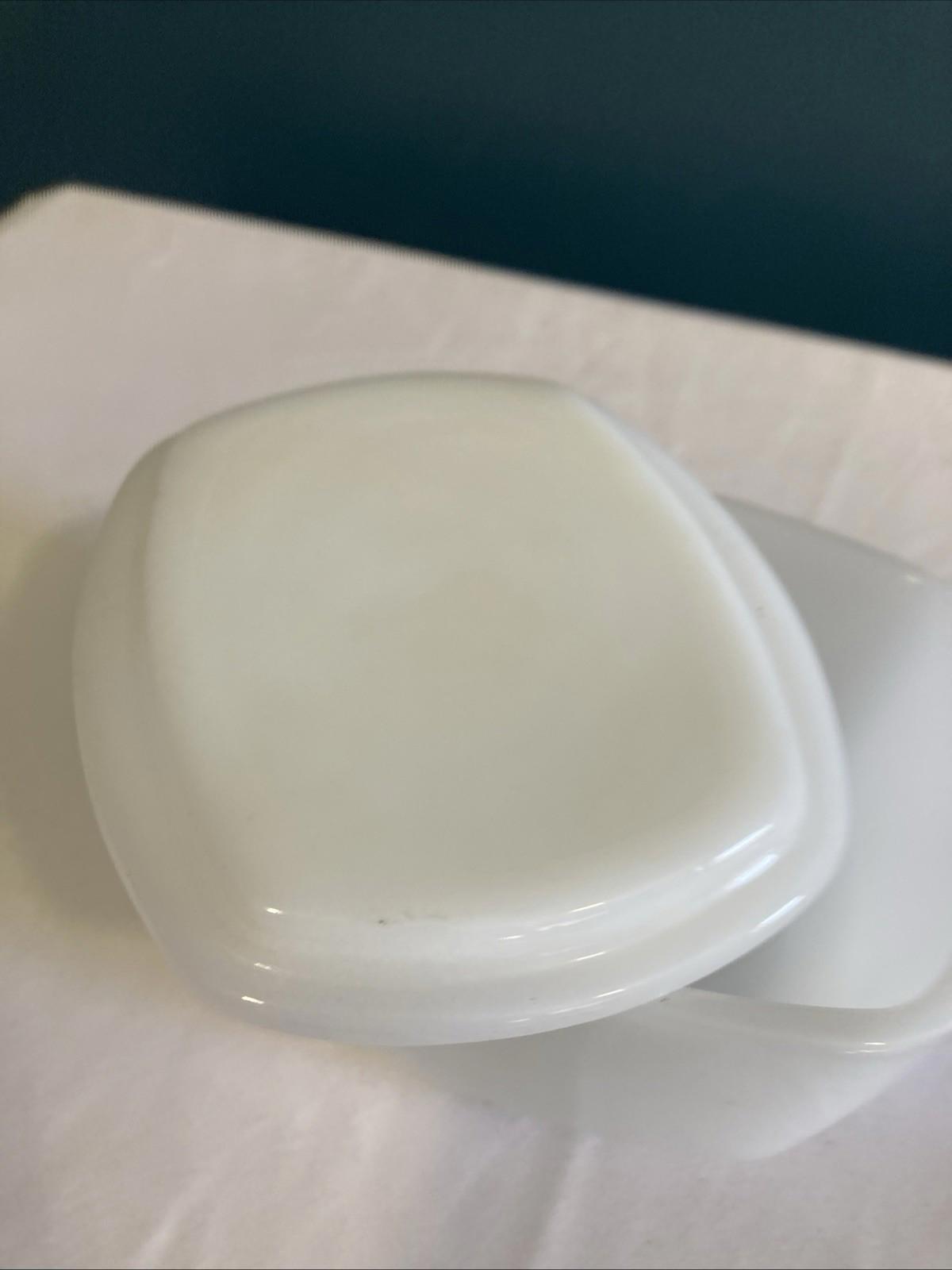 Vintage Fire King White Milk Glass 4" Oven Refrigerator Dish with Lid