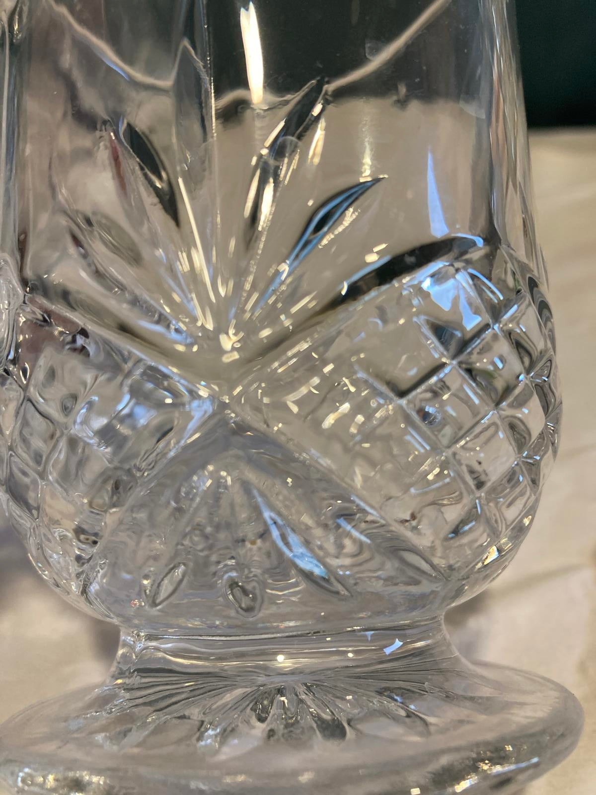Set of 4 Clear Cut Glass Godinger Mugs – Vintage Glass Coffee Cups with Handles