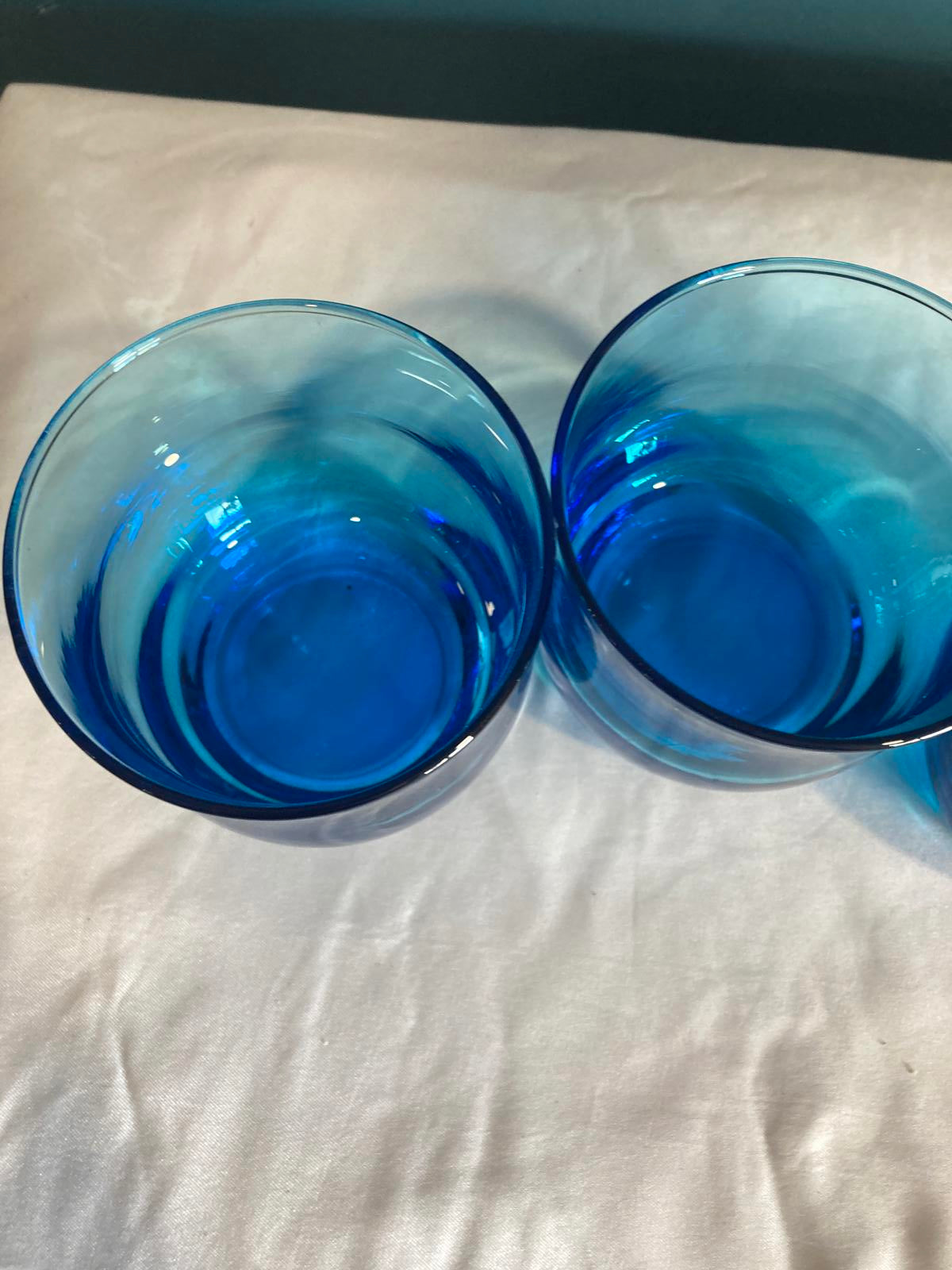 Midcentury Turquoise Blue Juice Glasses, Set of 3
